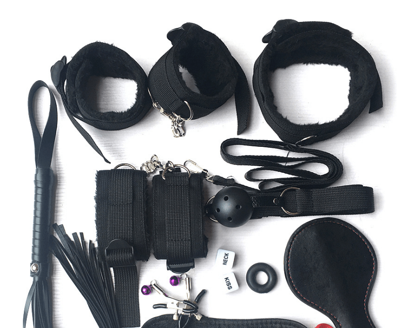 10-piece plush strap teasing toy set featuring soft, colorful straps for playful sensory stimulation and light bondage.