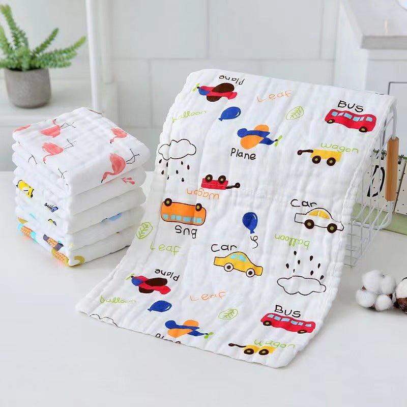 Soft 100% cotton six-layer gauze cloth for babies and kids, shown in natural light with gentle folds and breathable fabric.