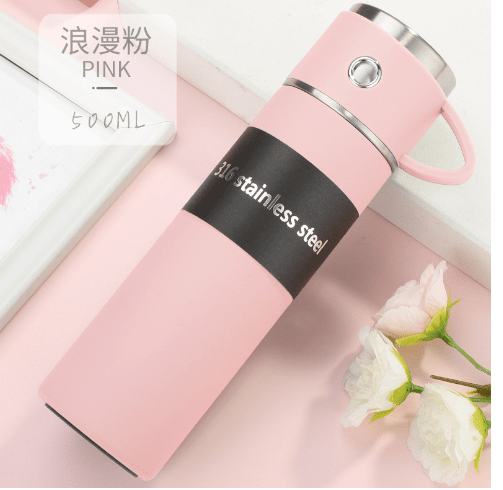 16.91oz double wall stainless steel thermal mug with black lid, designed for hot and cold beverages, by My Store.