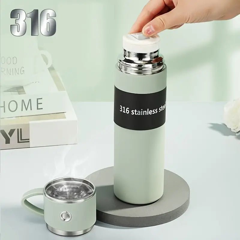 16.91oz double wall stainless steel thermal mug with a black lid, designed for hot and cold beverages, by My Store.