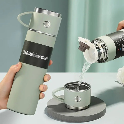 16.91oz double wall stainless steel thermal mug by My Store, showing a sleek, insulated travel mug with a lid and ergonomic design.