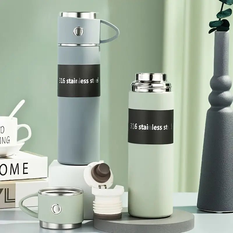 16.91oz double wall stainless steel thermal mug with black lid, designed for hot and cold beverages, by My Store