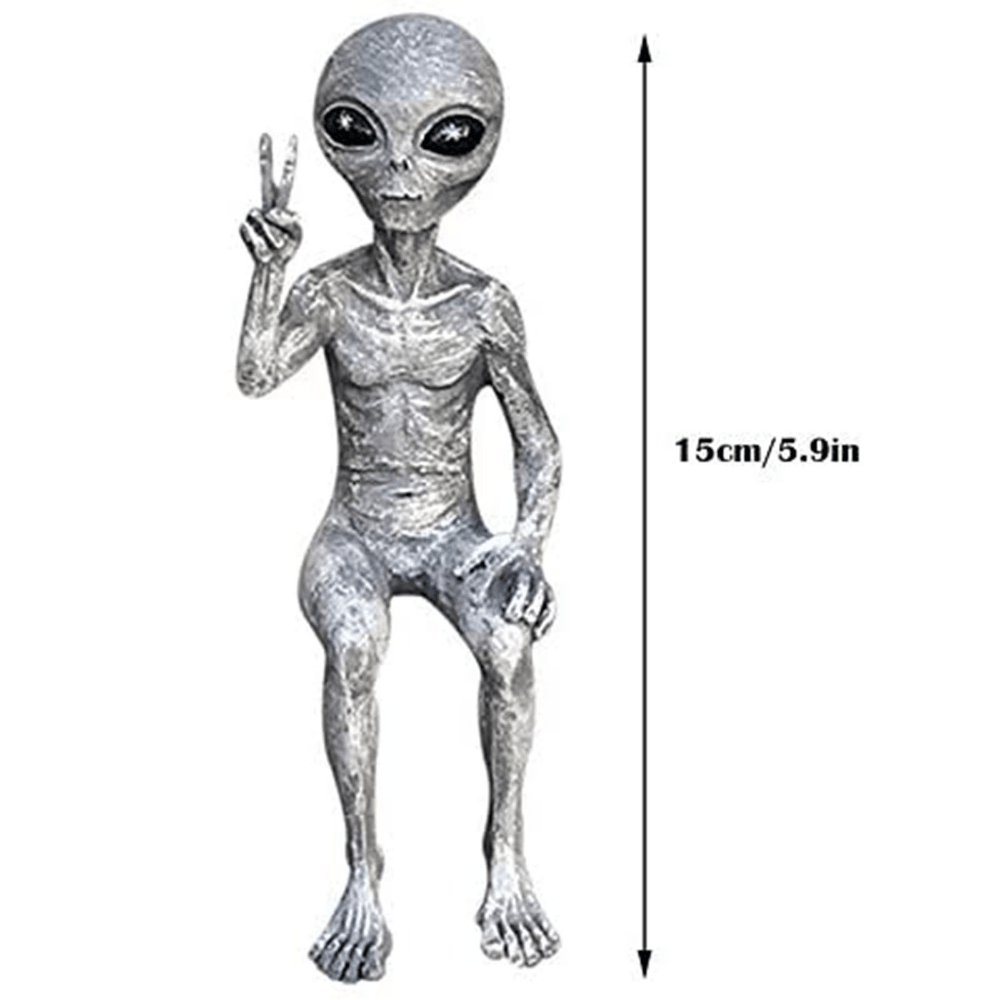 Set of alien garden statues for indoor and outdoor decor, featuring detailed extraterrestrial figurines for yard or home display.