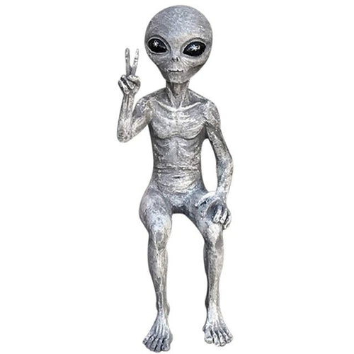 Alien statue garden figurine set for indoor and outdoor decor, featuring extraterrestrial designs in a durable, decorative style.