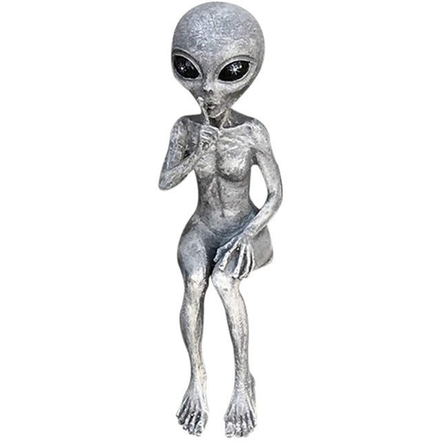 Set of alien garden statues for indoor and outdoor decor, featuring detailed extraterrestrial figurines suitable for garden or home display