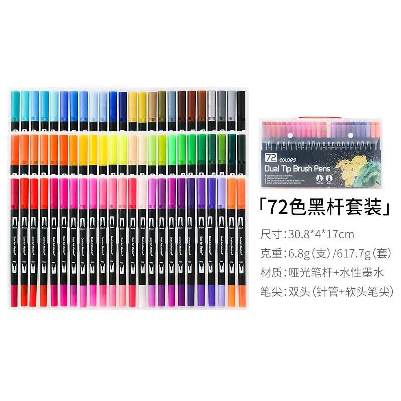 Dual-head watercolor markers set with 24 vibrant colors from Amazon's My Store, ideal for artistic painting and coloring projects.