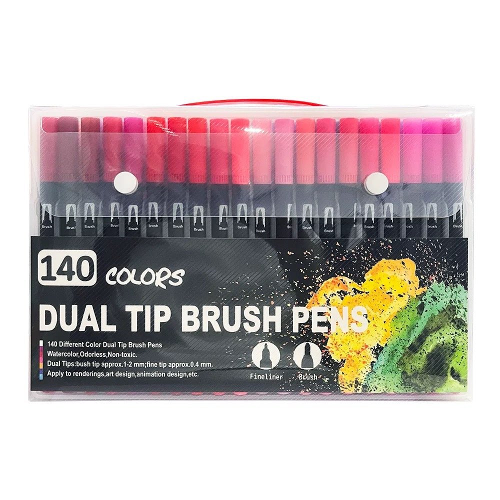 Set of 24 Amazon dual-head watercolor markers with vibrant colors, featuring fine and broad tips for versatile art projects.