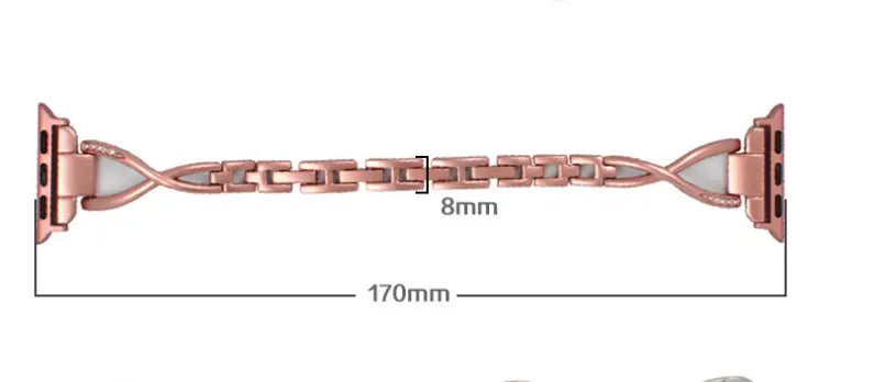 Apple Watch X-Type stainless steel band with diamonds, stylish and elegant accessory for Apple Watch.