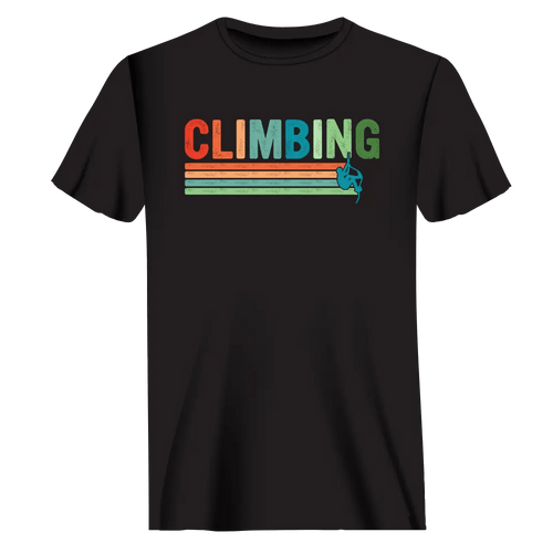 Gray Climbing Man T-Shirt featuring a climbing figure graphic, casual fit, made by My Store.