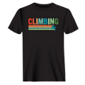 Climbing Man T-Shirt by My Store featuring a graphic of a climber on a rugged mountain background, casual outdoor apparel.
