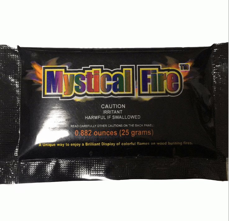 Brightly colored flame powder in a 25g pack, ideal for creating vibrant flames at parties and special events.
