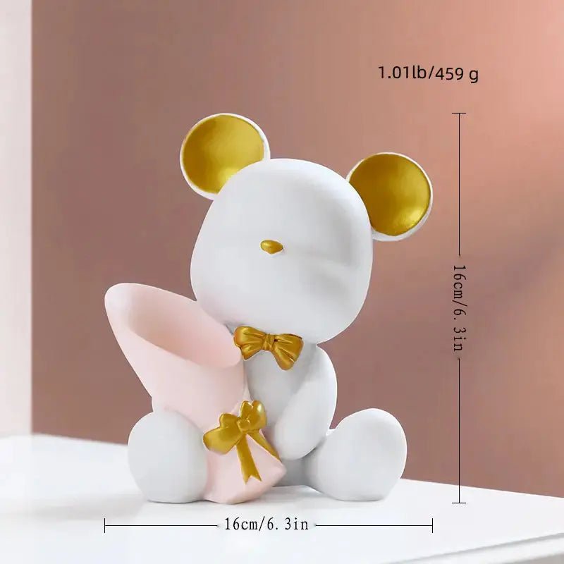 Cute creative mini bear ornament with detailed features, perfect for decoration or gift-giving.