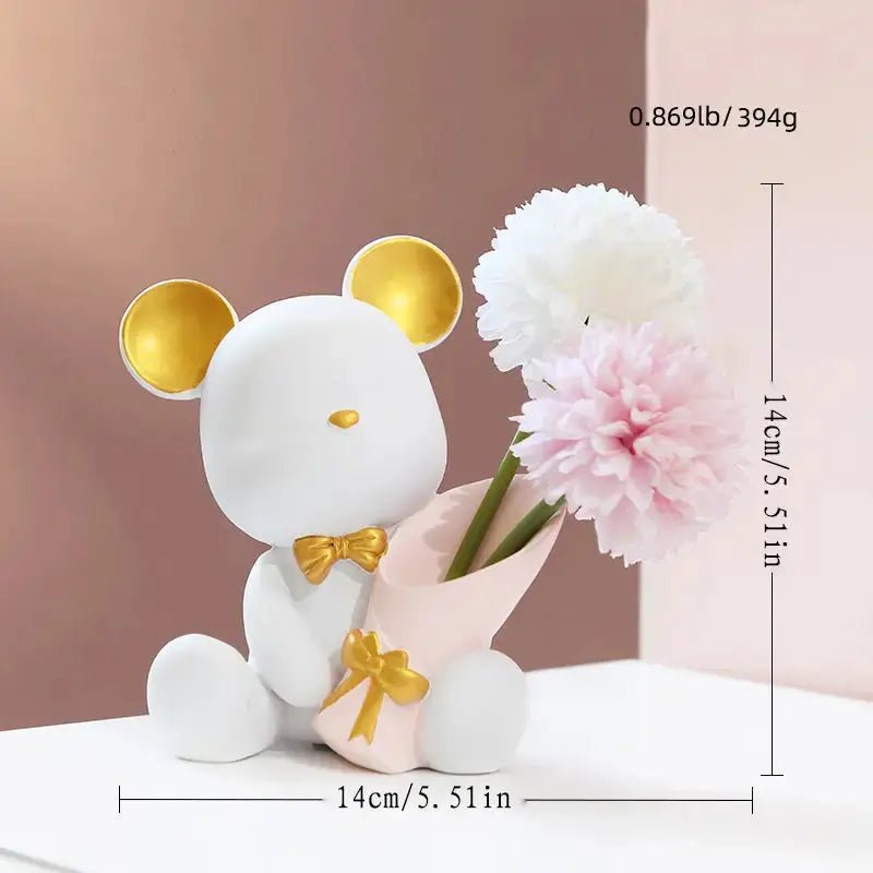 Small creative mini bear ornament with detailed features, perfect for decorative display or gift-giving.