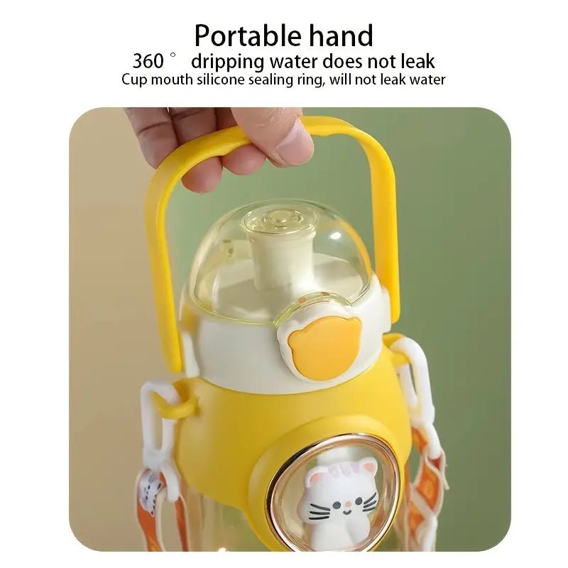 Cute summer water bottle with straw for students, 7.08 inches, featuring colorful design and portable size from My Store.