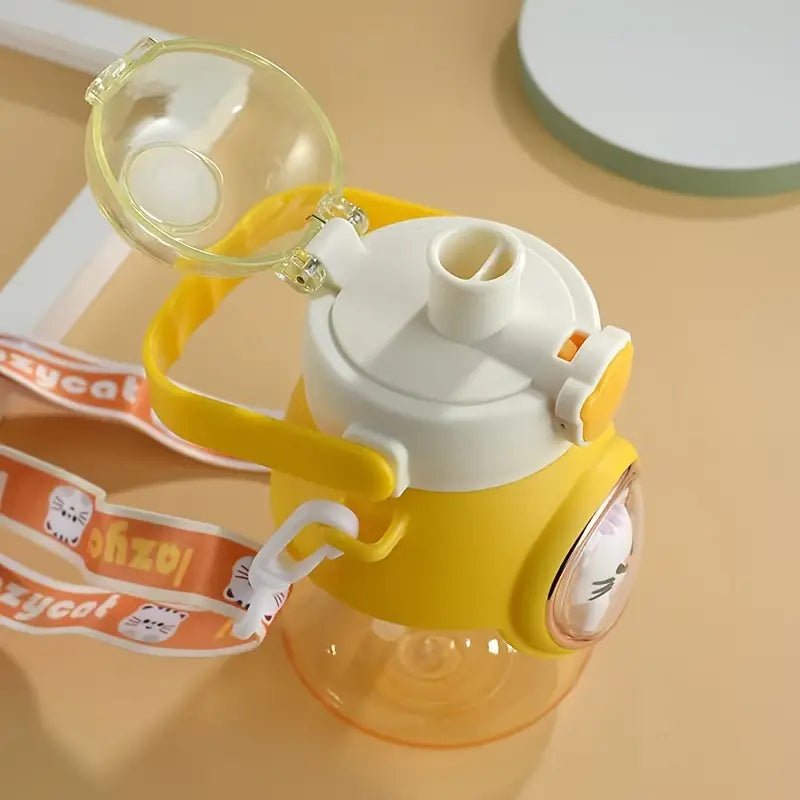 Cute summer water bottle with straw for students, 7.08 inches tall, featuring a colorful, playful design from My Store.