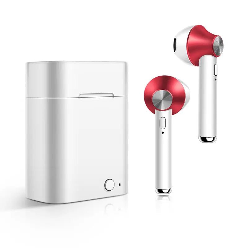 D012 TWS wireless Bluetooth earbuds with charging case, compact design, white earbuds and matching charging case.