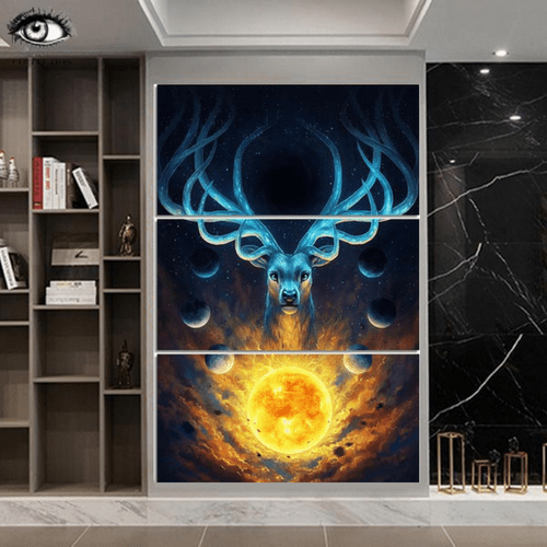 Deer Sun Canvas Wall Art featuring a nature-inspired design, ideal for home decoration and wall display.