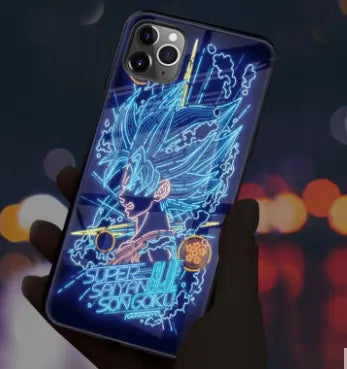 Dragon Ball Z phone case with sound control and light features, featuring character artwork and vibrant design.