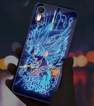 Dragon Ball Z phone case with sound control and light effects, featuring character artwork and durable protective design.