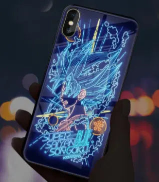 Dragon Ball Z phone case with sound control and light effects, featuring characters from the popular anime series.