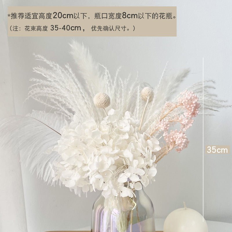 Dried flower bouquet decoration for living room DIY, featuring colorful preserved flowers arranged in a stylish display.