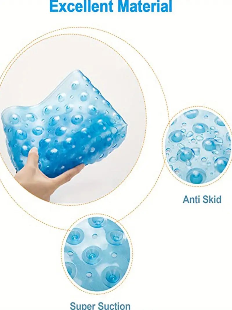 Blue extra-large non-slip bath mat with suction cups from My Store, featuring textured surface for safety and stability.