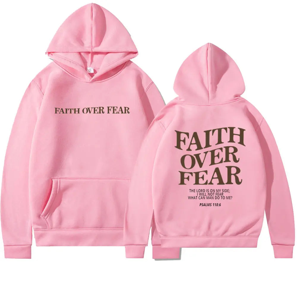 Black Faith Over Fear hoodie by My Store, featuring bold white lettering and a comfortable, relaxed fit.