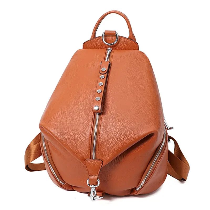Geneva Women's Anti-Theft Leather Bag with secure zipper and adjustable strap, stylish and functional for everyday use.