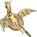 Giant 103-inch golden dragon pool float by Luxy Float, featuring a detailed dragon design for swimming and lounging in the pool.