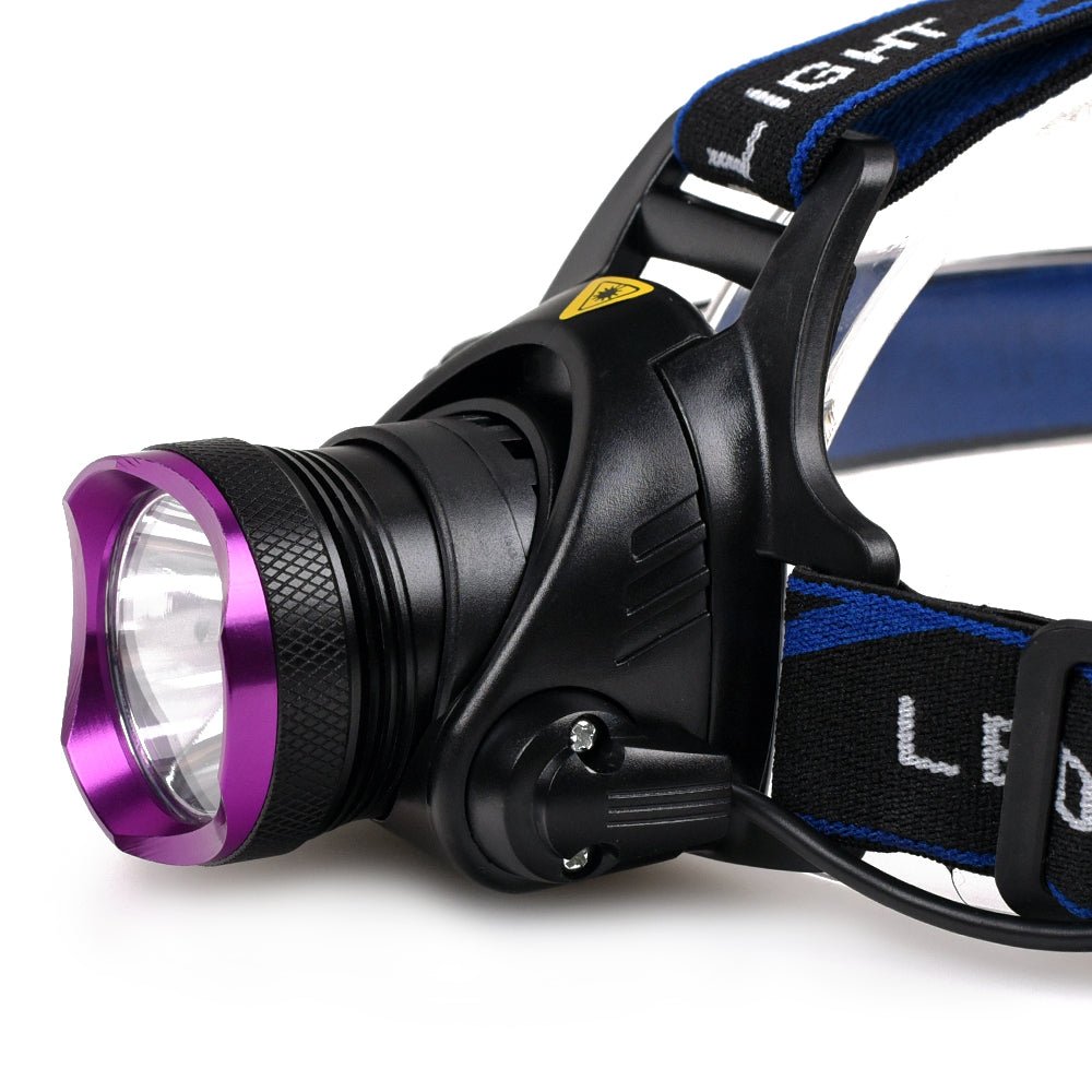 Vande T6 LED flashlight with adjustable headlamp, black, featuring a durable design and multiple light settings for outdoor use