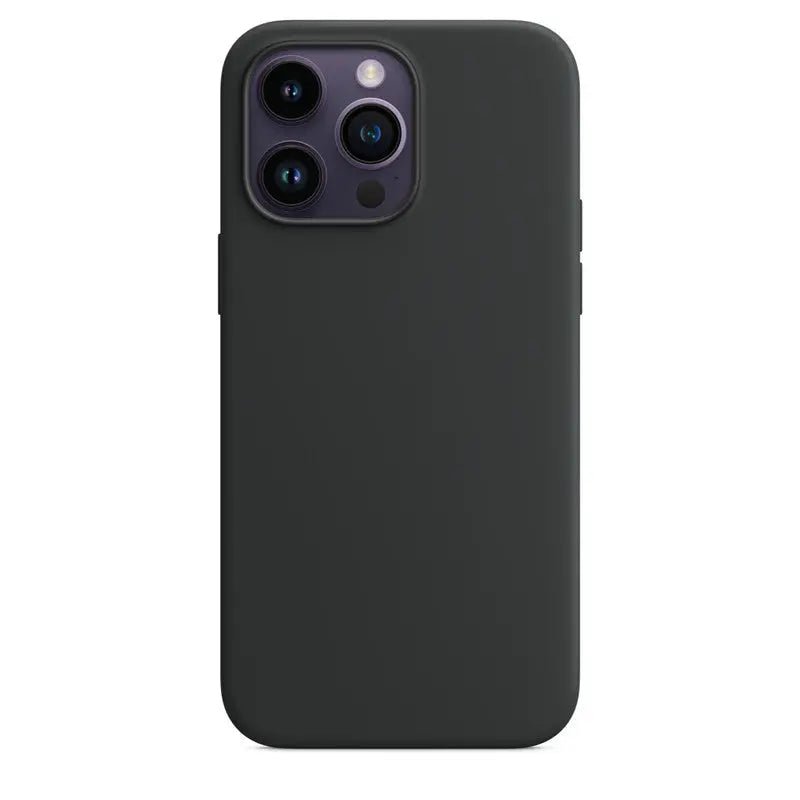 Liquid silicone case for iPhone 14 Pro Max with MagSafe, showing the soft, flexible, and snug fit design in a sleek color.