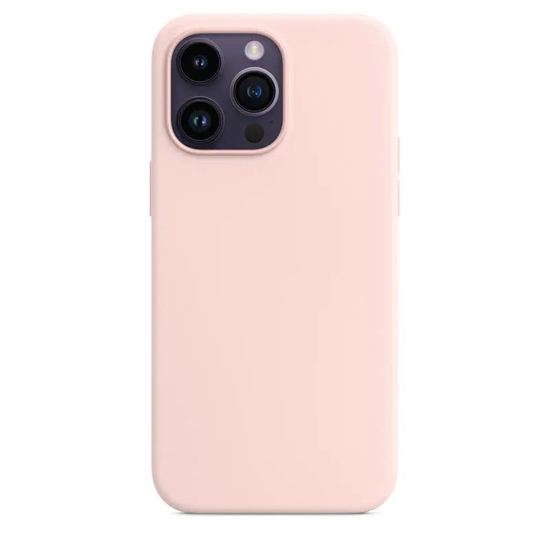 Liquid silicone case for iPhone 14 Pro Max with MagSafe, showcasing smooth texture and precise cutouts for easy access.