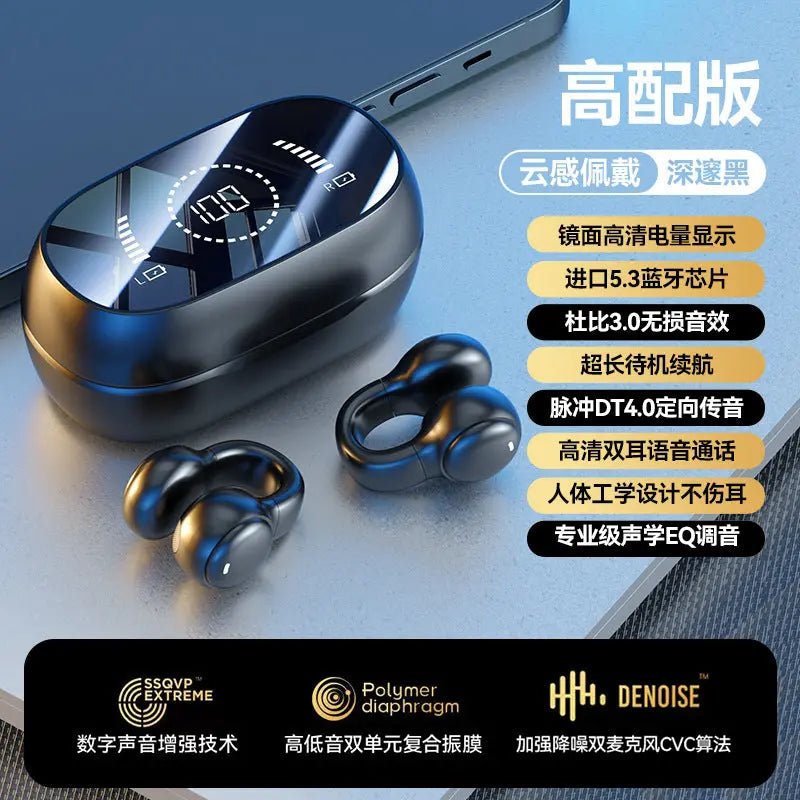 M55 Bone Conduction Bluetooth earphones for sports, showing sleek design with open-ear fit and adjustable headband.