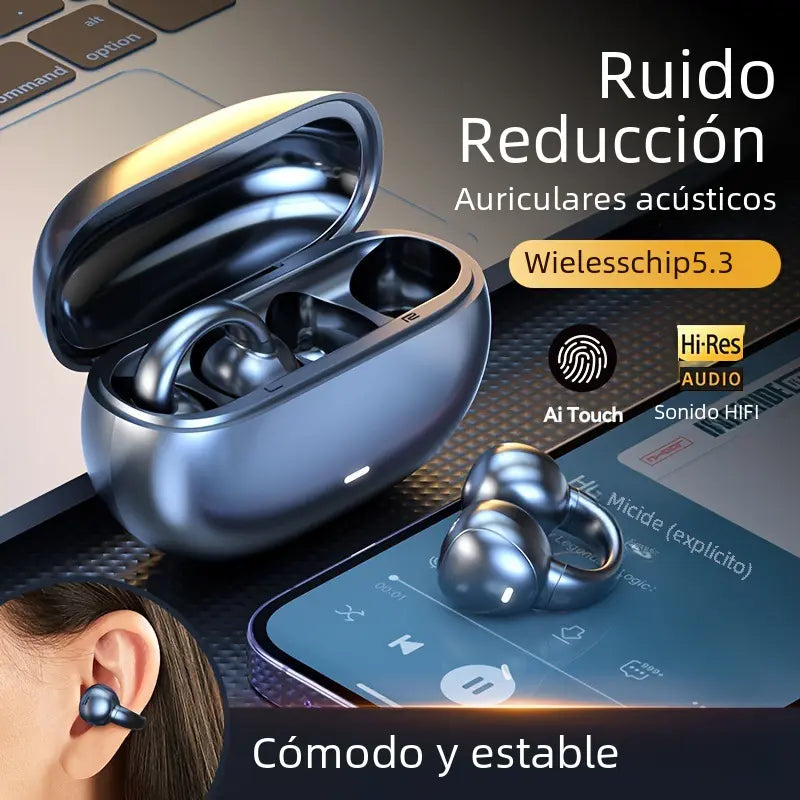 M55 Bone Conduction Bluetooth earphones for sports, with open-ear design and adjustable headband, ideal for active listening.