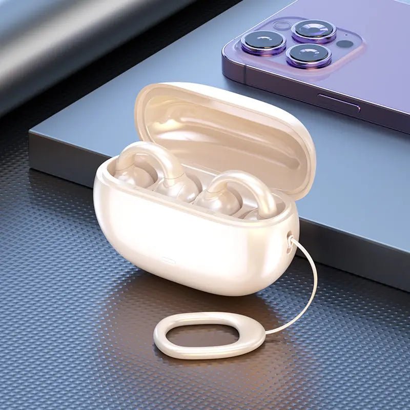 M55 Bone Conduction Bluetooth earphones designed for sports, with a sleek headband and open-ear design for active listening.