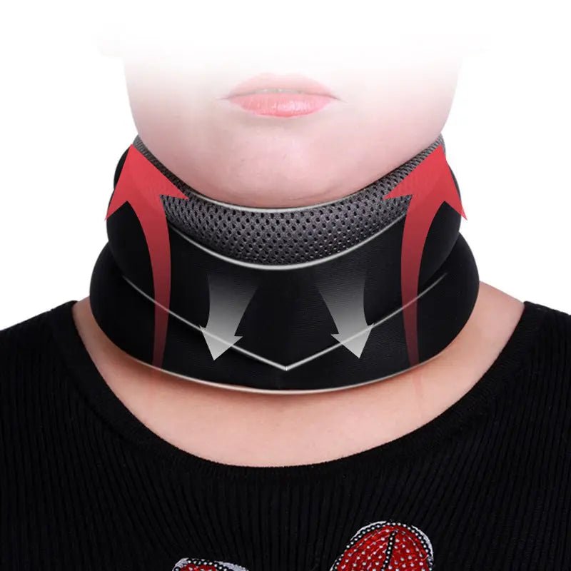 Magnetic neck support strap for cervical correction with adjustable strap and magnetic clasps, designed to improve neck posture and comfort.