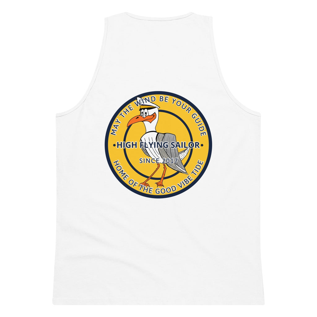 Men’s high-flying sailor tank top in premium fabric featuring nautical design and sleeveless fit for casual summer wear.