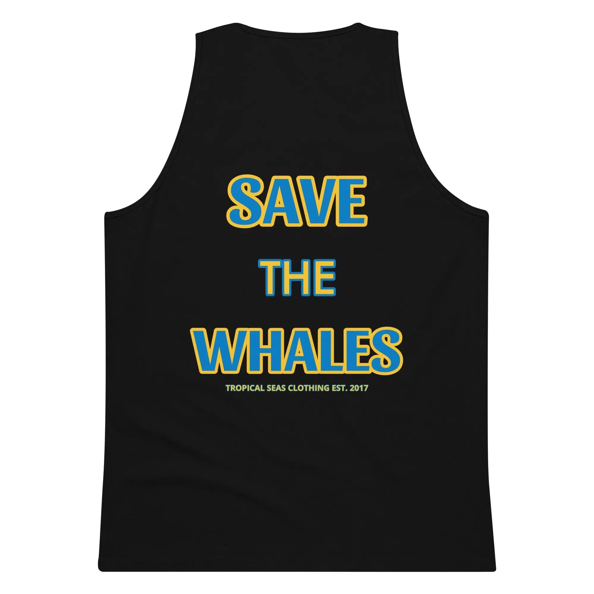 Men's premium Save the Whales tank top featuring a whale graphic and comfortable fit, made by My Store.
