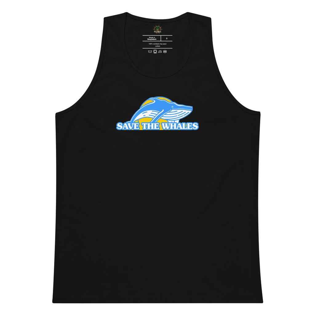 Men’s Save the Whales tank top by My Store, featuring a whale graphic, lightweight cotton fabric, and casual fit for summer wear.
