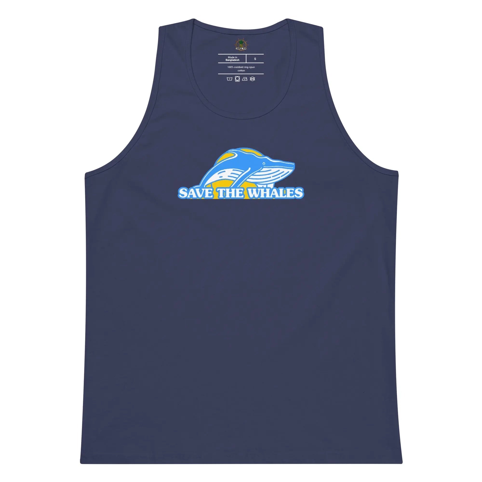 Men's premium Save the Whales tank top from My Store, featuring a whale graphic and comfortable sleeveless design.