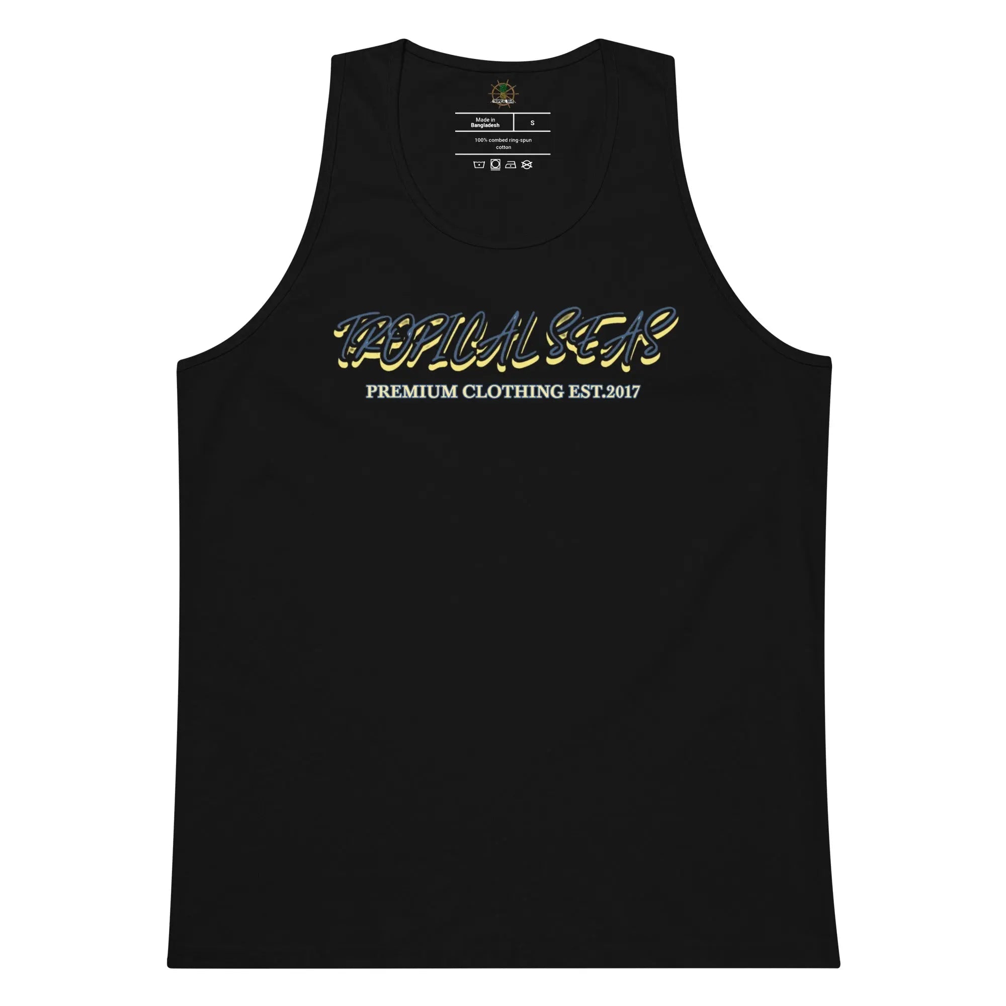 Men's premium Wild Waves tank top featuring a vibrant wave design, lightweight fabric, and sleeveless fit for casual wear.