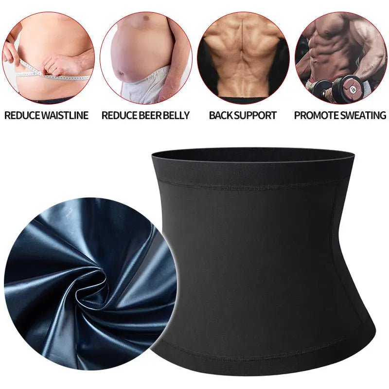 Men's sauna body shaper waist trainer belt, designed for slimming and shaping the waist and abdomen.