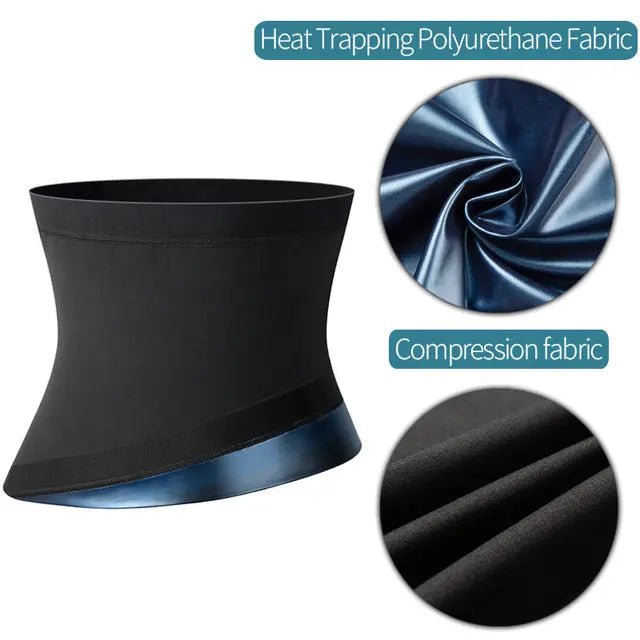 Men's sauna body shaper waist trainer and slimming belt, designed to shape the waist and enhance slimming效果.
