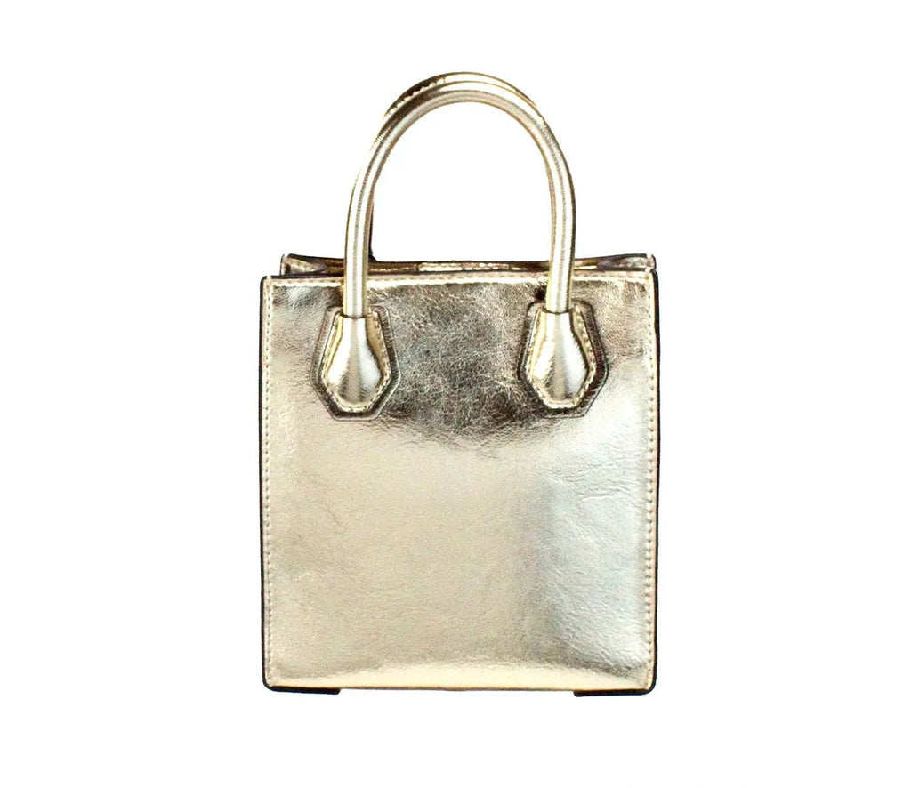 Michael Kors Mercer XS pale gold crossbody bag with gold-tone hardware and sleek design, ideal for stylish everyday use.