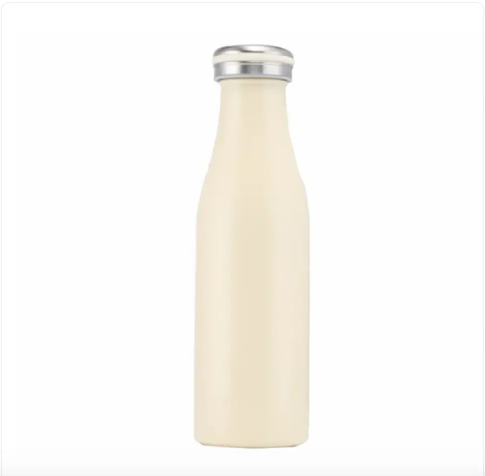 My Store milk vacuum bottle showing stainless steel body and vacuum-sealed lid, designed for keeping beverages hot or cold.