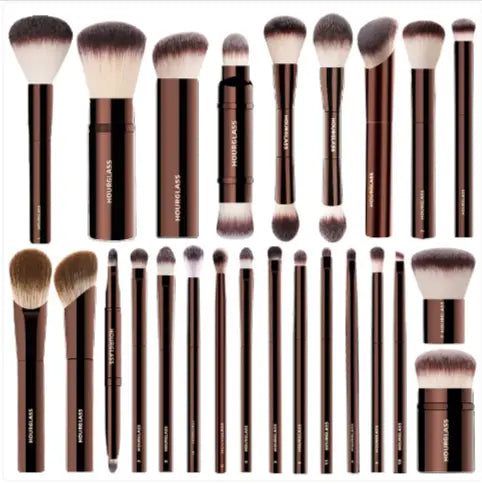 Set of multifunctional makeup brushes from My Store with various brush types for face and eye makeup application.