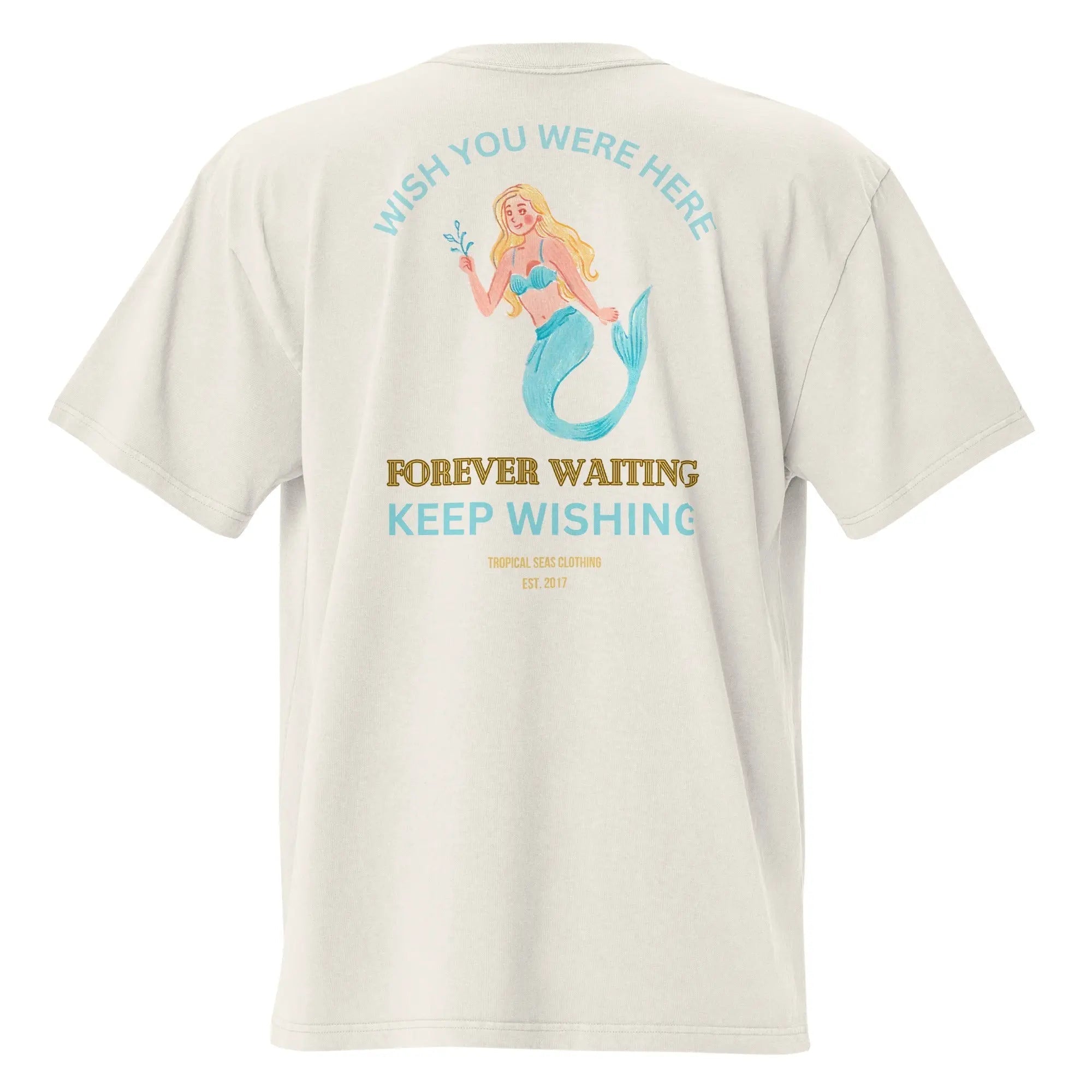 Oversized Waiting Mermaid Faded T-shirt by My Store featuring a relaxed fit and a faded mermaid graphic on soft fabric.