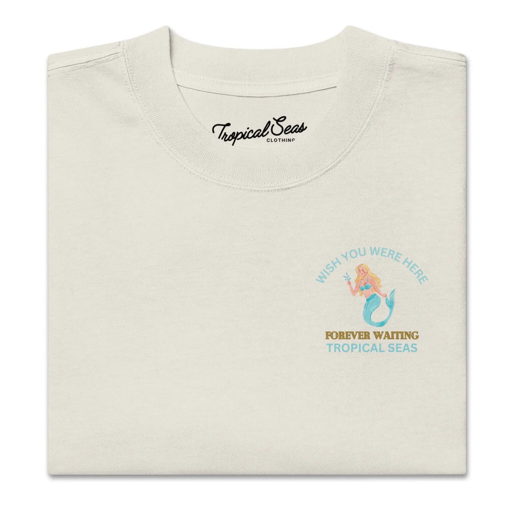 Oversized faded mermaid waiting graphic t-shirt by My Store, featuring a relaxed fit and ocean-inspired design.