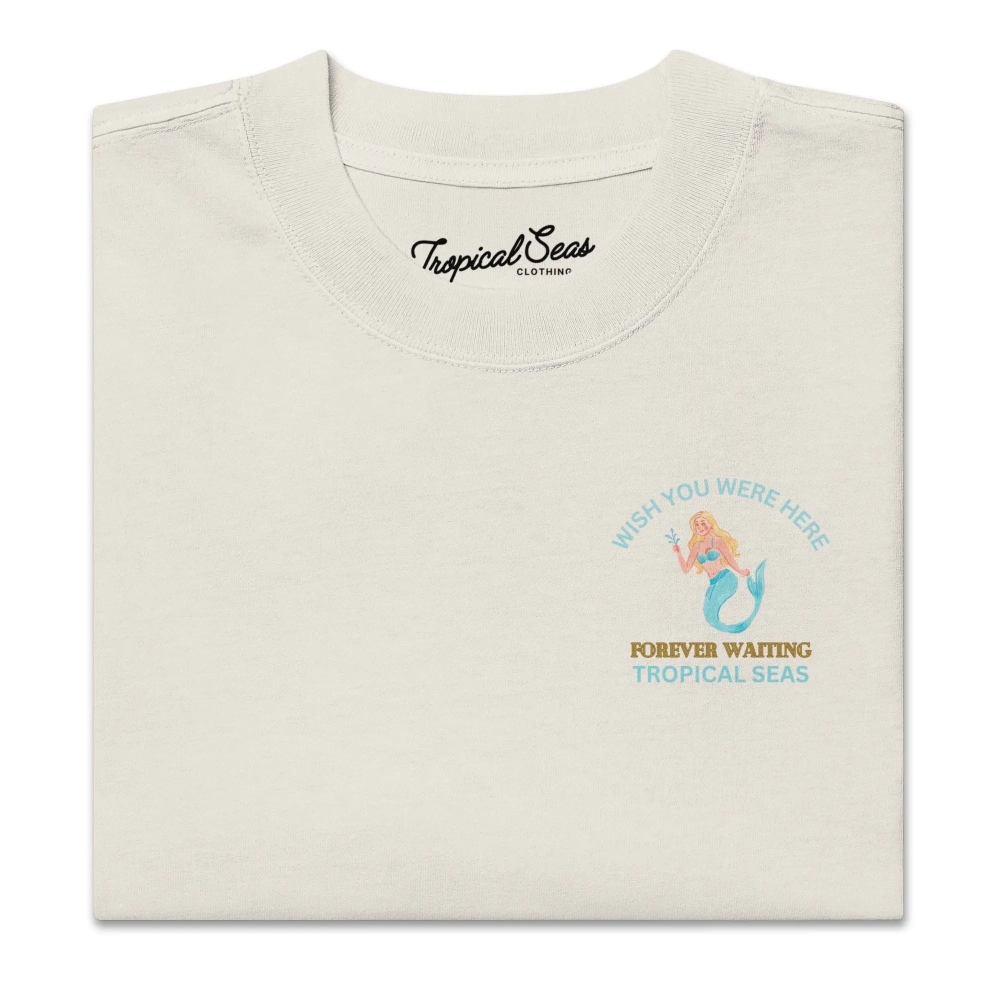 Oversized faded mermaid waiting graphic t-shirt by My Store, featuring a relaxed fit and ocean-inspired design.