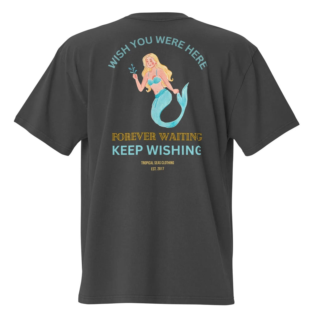 Oversized Waiting Mermaid faded T-shirt by My Store, featuring a relaxed fit and ocean-inspired mermaid graphic design.